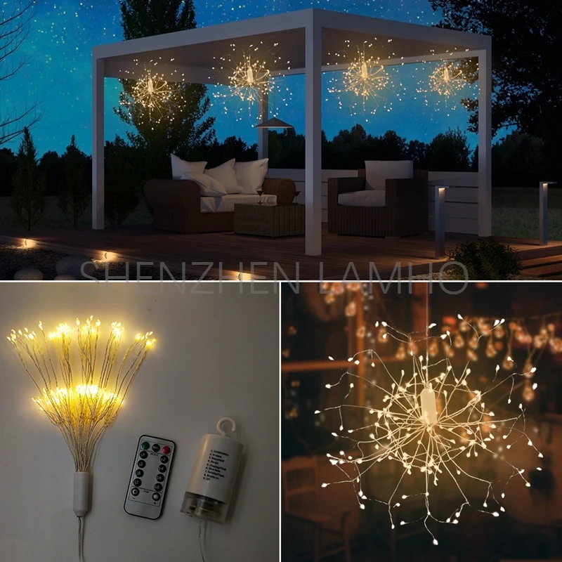 150 LED firework lights DIY led lights for Christmas indoor outdoor decoration battery operated hanging starburst light