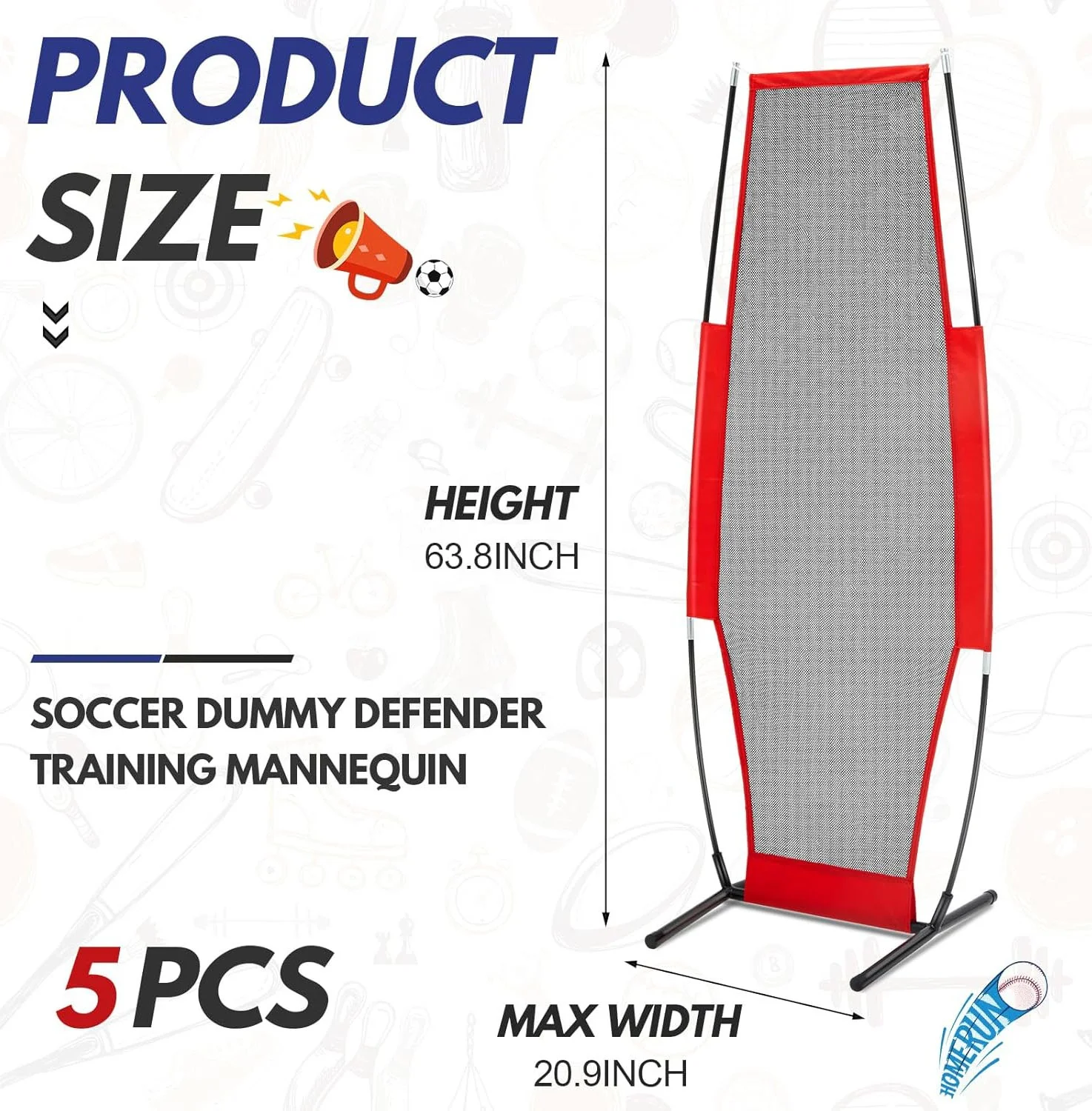 Soccer Dummy Defender Training Mannequin Portable Defender Practice Dummy for Basketball, Baseball and Softball