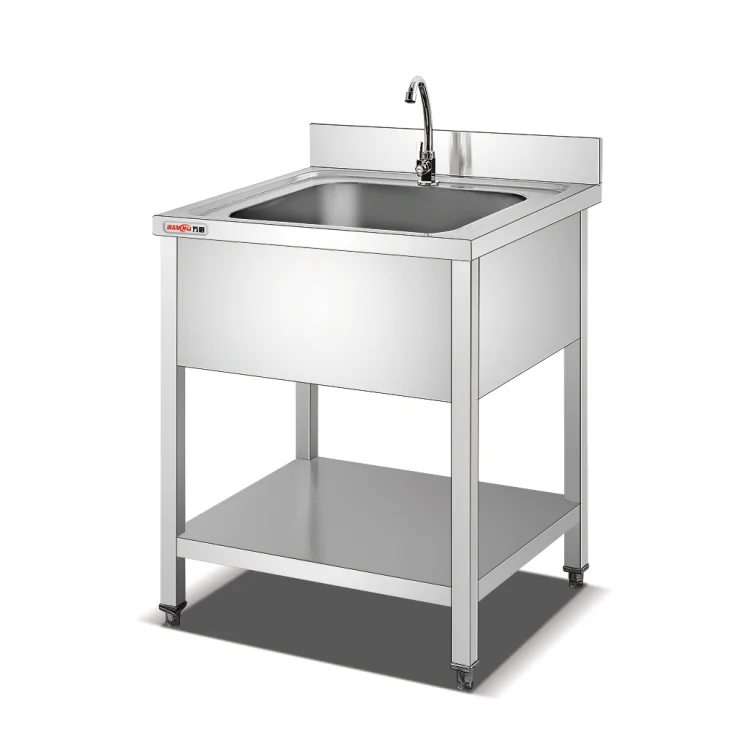 Hotel Restaurant Kitchen Equipment Stainless Steel Kitchen Sink UAE Industrial Metal Sink Table with Drainer Prep Table Sink