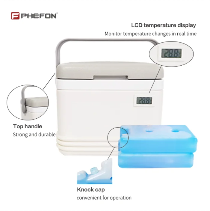 5L / 8L Medical Vaccine Cooler Box Heat Insulated Preservation Ice Storage Box