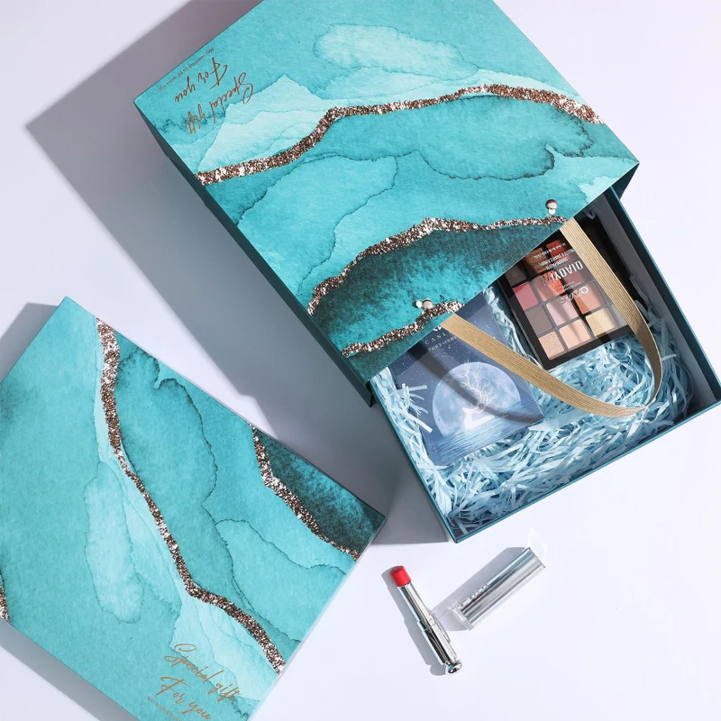 Beautiful Design Folding Cosmetic Bridesmaid Gift Wig Hair Box Gilding Marble Paper Box