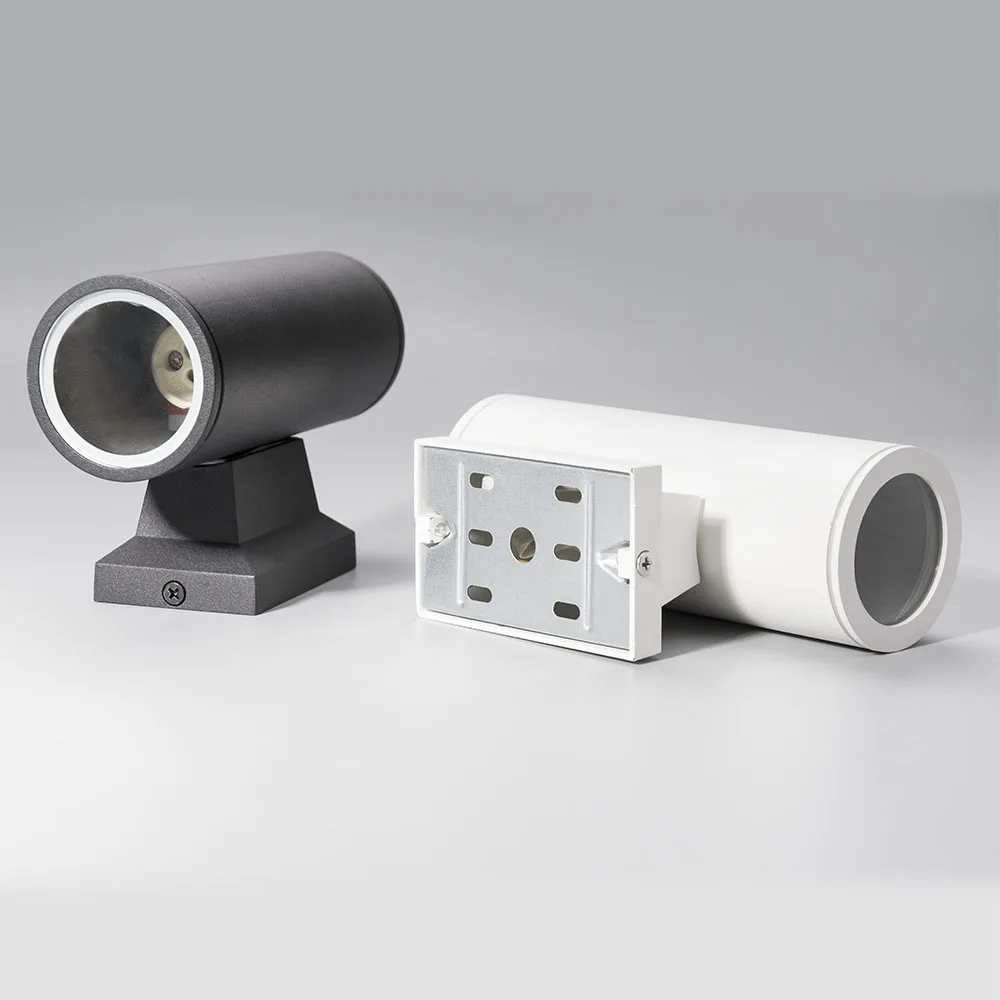 Наружная и внутренняя Водонепроницаемая IP65Waterproof wall Up and Down круглая лампа освещения с одной/двойной головкой GU10/GU5.3/LED cob 3 Вт алюминий BK/WH
