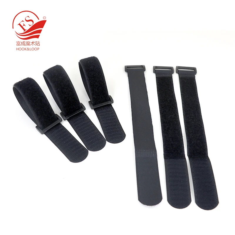China Manufactory Adjustable Elastic Strap Fastening Tape Adjustable Hook and Loop Strap with Buckle