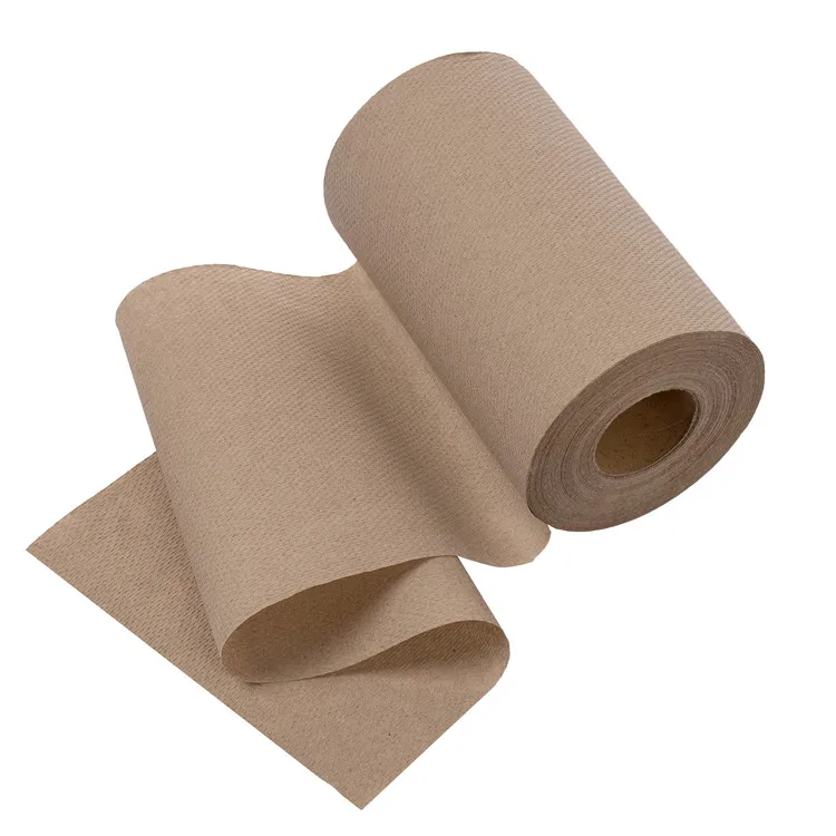 Disposable 1 ply customization Recycled Kraft 600ft washroom hand roll towel