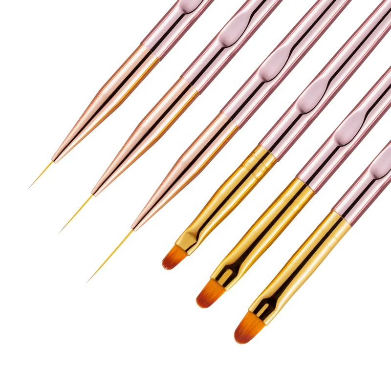 Miyaup rose gold beauty nail liner brush set 6 pcs/set round head nail decor fashion Korea style phototherapy pen brush