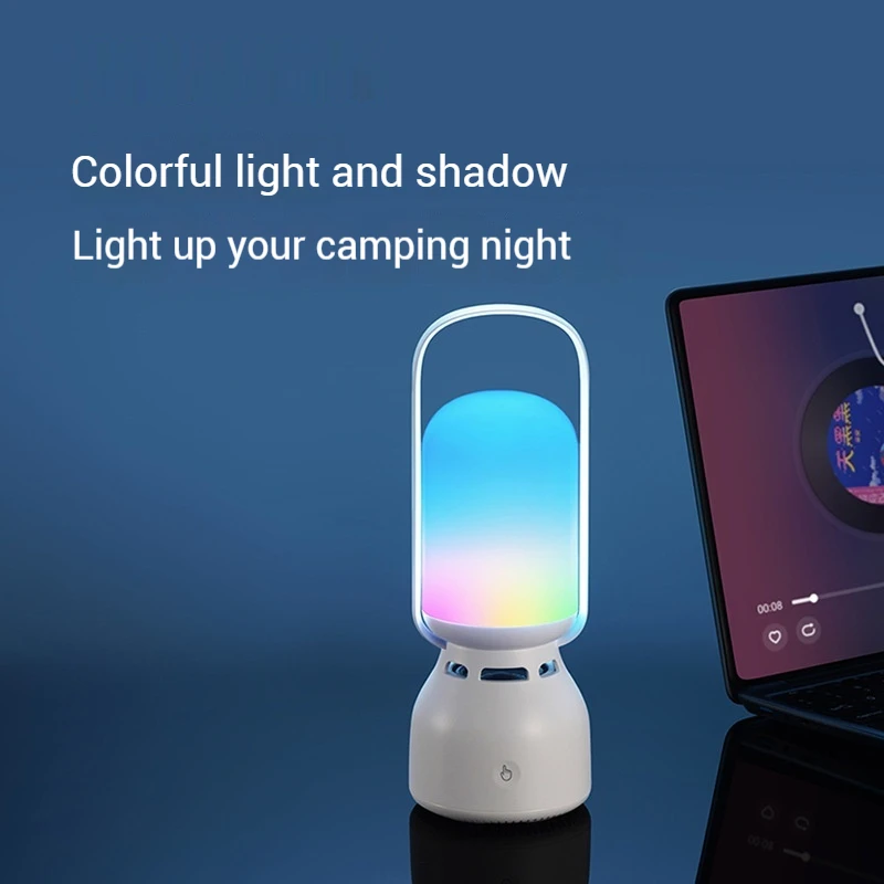 2025 new portable camping lamp touch control rechargeable battery RGB BT Speaker Music Player Bedside lamp table night light