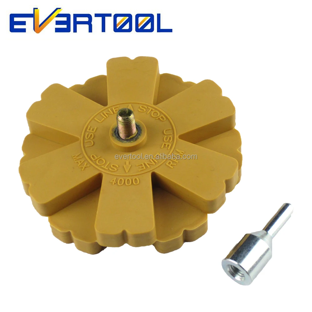 EVERTOOL 4 Inch Pinstripe Remover Wheel Polishing Pad Rubber Wheel for Adhesive