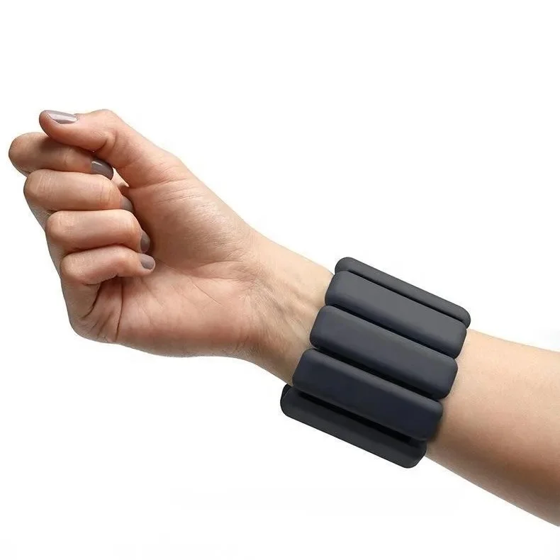 2LB Silicone Adjustable Sports Gym Band Wearable Wrist Ankle Weights Bracelet Leg Wrist Weight-Bearing Fitness Massage Belt