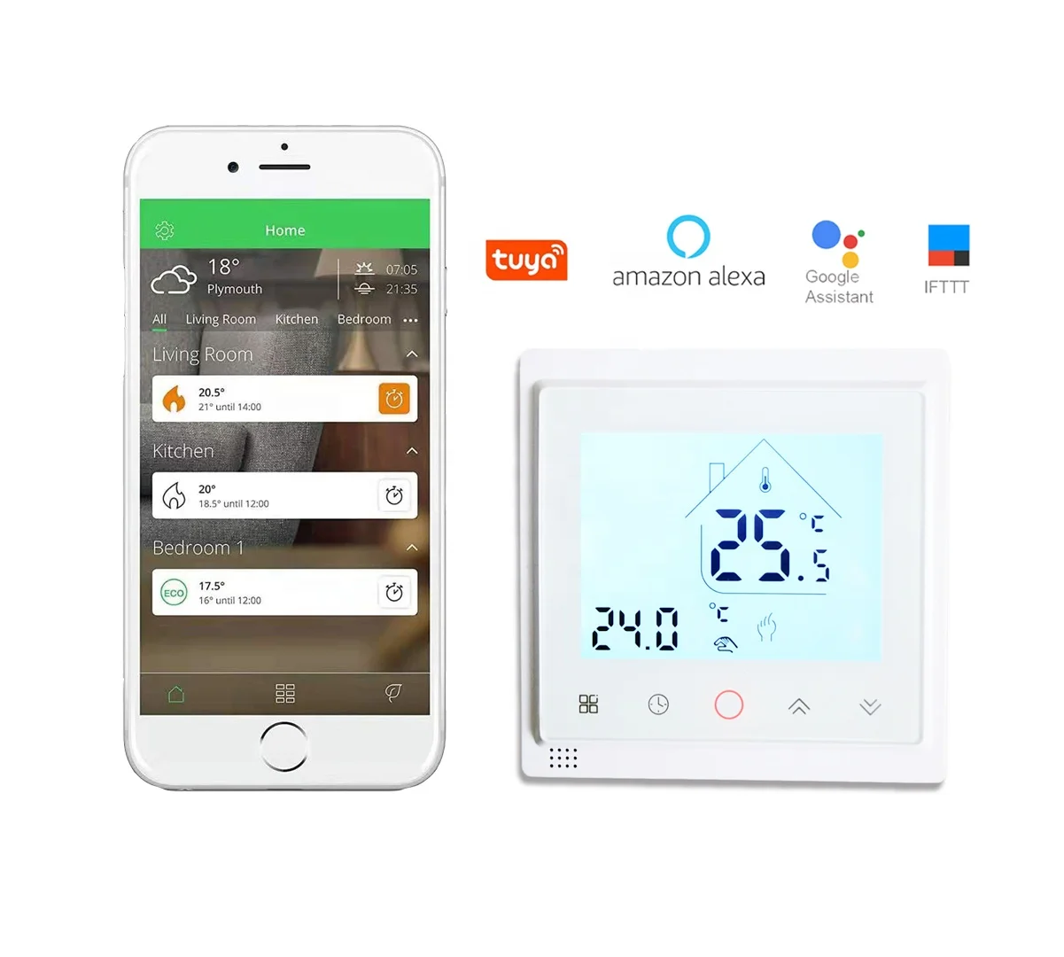 Tuya Wifi Heat Pump Thermostat Weekly Programming Digital Room Touch Screen Boiler Temperature Controller