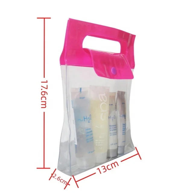 Gift Fashion customized waterproof travel PVC Vinyl Cosmetic Makeup Organiser Bag with Button