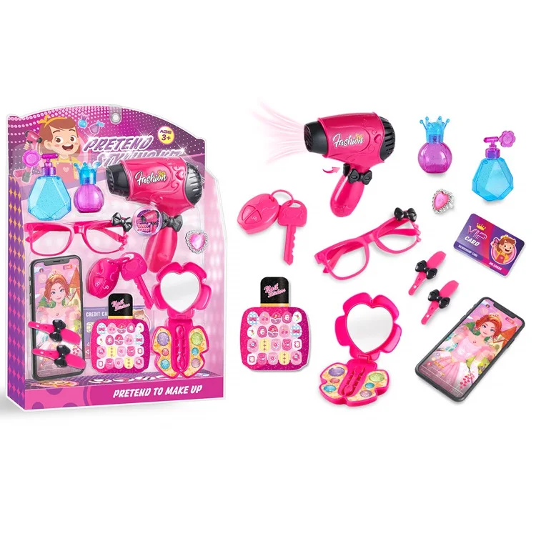 12pcs role playing electric hair dryer plastic kids makeup kit beauty fashion toys