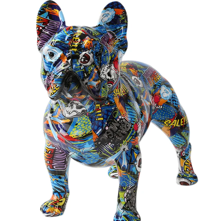 New Design Colorful Bulldog Statue Sculpture For Shopping Mall Window Display Office Home Decoration