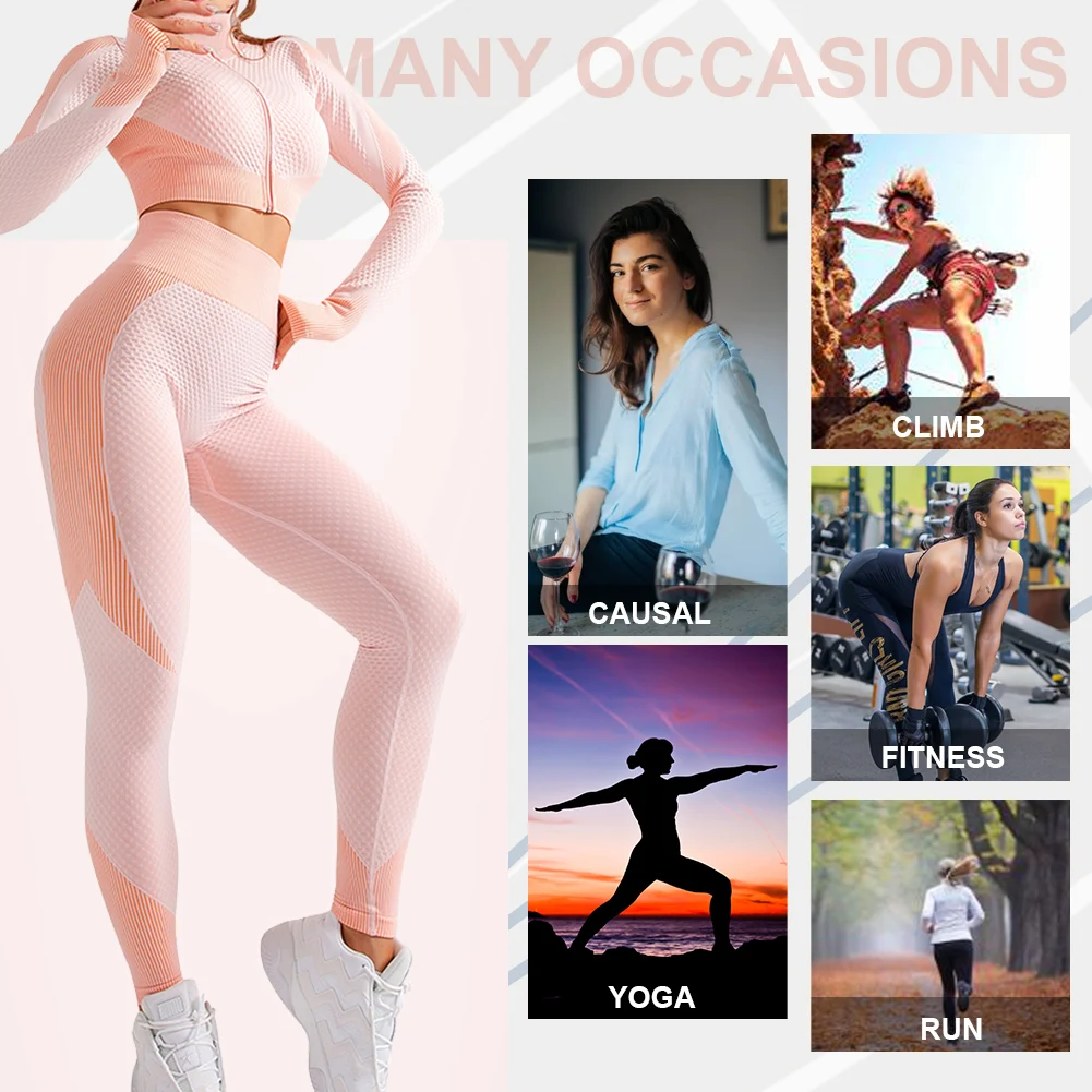 Изготовленный на заказ логотип круглый вырез горловины с длинным рукавом облегающий короткий топ с высокой талией, спортивные брюки для девочек, комплект спортивной одежды, женский спортивный тренировочный костюм