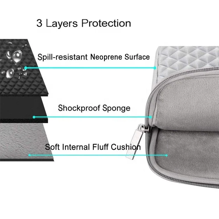 Factory Wholesale Diamond Laptop Sleeve Waterproof Neoprene Laptop case Custom Business laptop bag