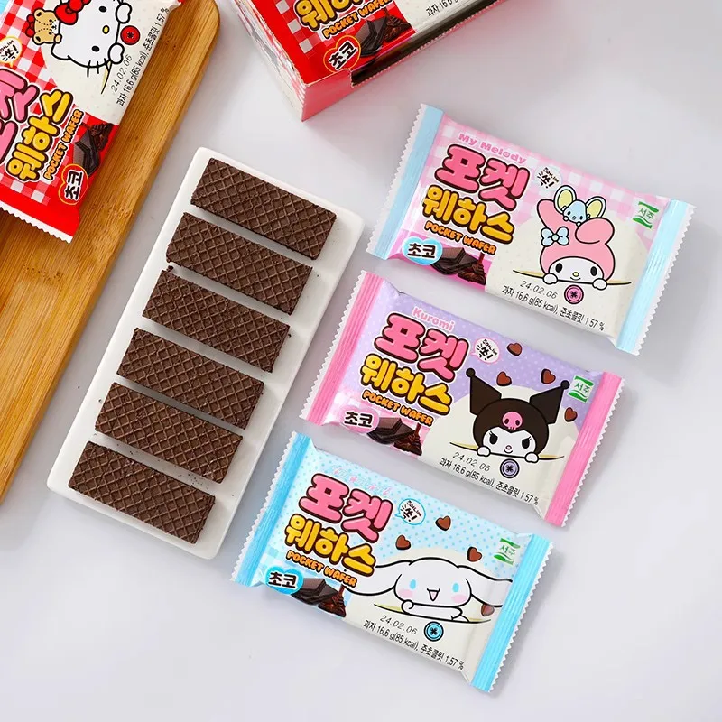 16.6g Korean Exotic Snacks Butter Waffles hellokitty Layered Chocolate Flavoured Wafer Biscuit