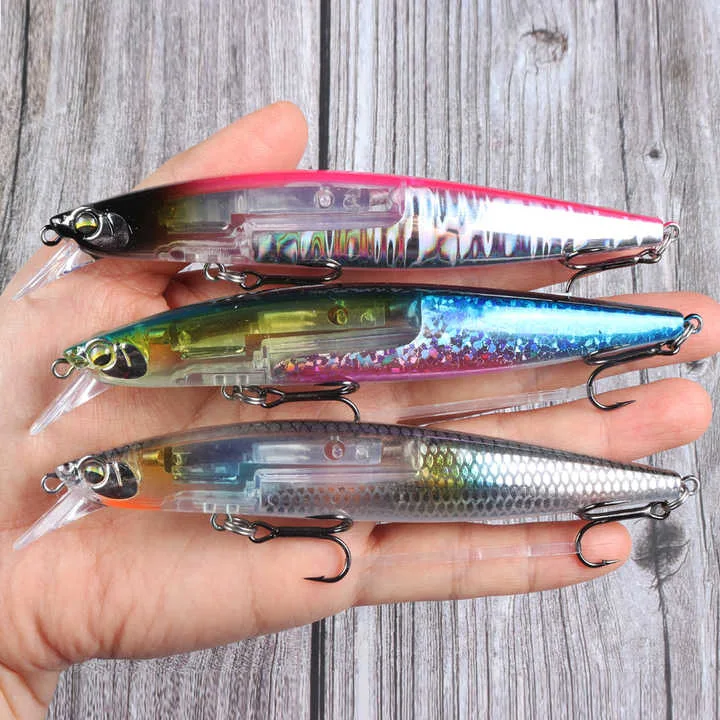 130mm 18.5g New Scales Flashing Minnow Lures Floating Jerkbait Short Tongue Plastic Fishing Fure Long Casting For Bass Trout