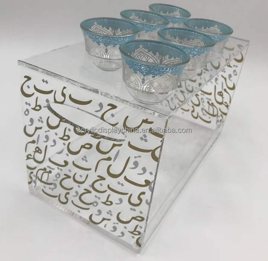 Arabic style customized coffee cup tray/chocolate bracket high quality 6 acrylic coffee cup tray/chocolate bracket