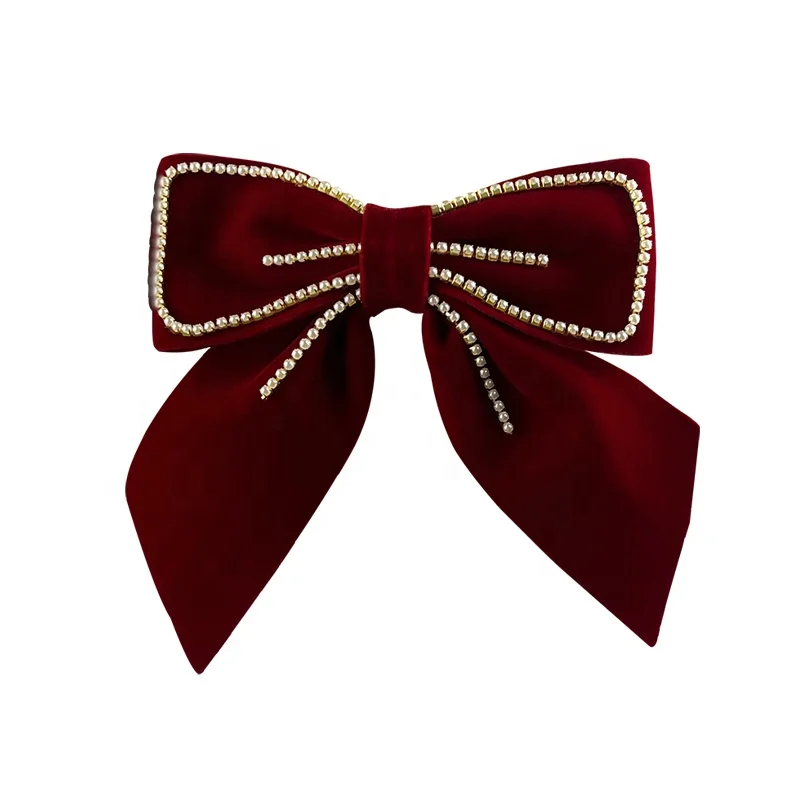 Свадебный набор аксессуаров для волос, красный бархатный бант, свадебная тиара, жемчужный бант для невесты