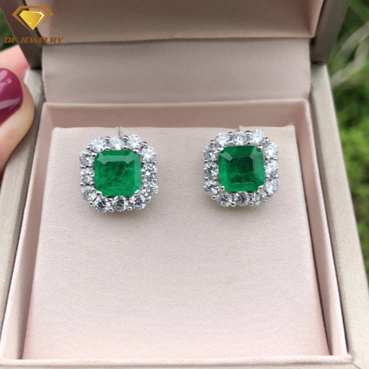 newest 18k white gold asscher cut lab created emerald rings