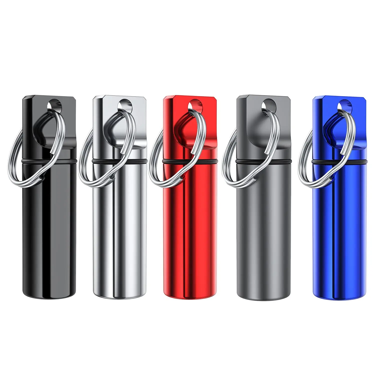 Custom one day luxury metal keychain small stainless steel titanium pill case