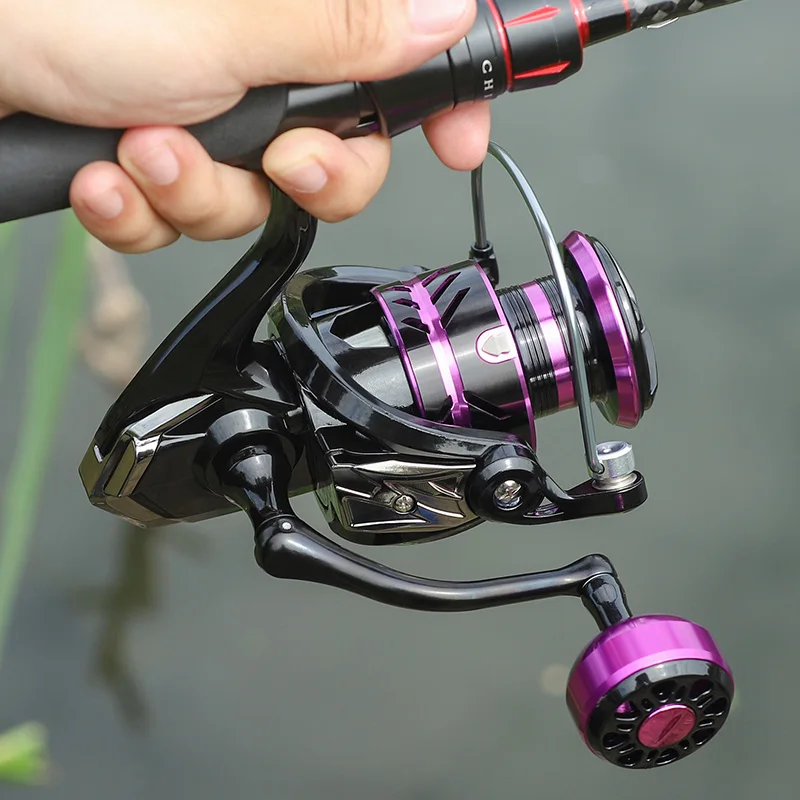 LINNHUE cheap price HP500-7000 Spinning Reel single double grip 5.2:1 gear ratio Metal Spool Fresh water Fishing Reel