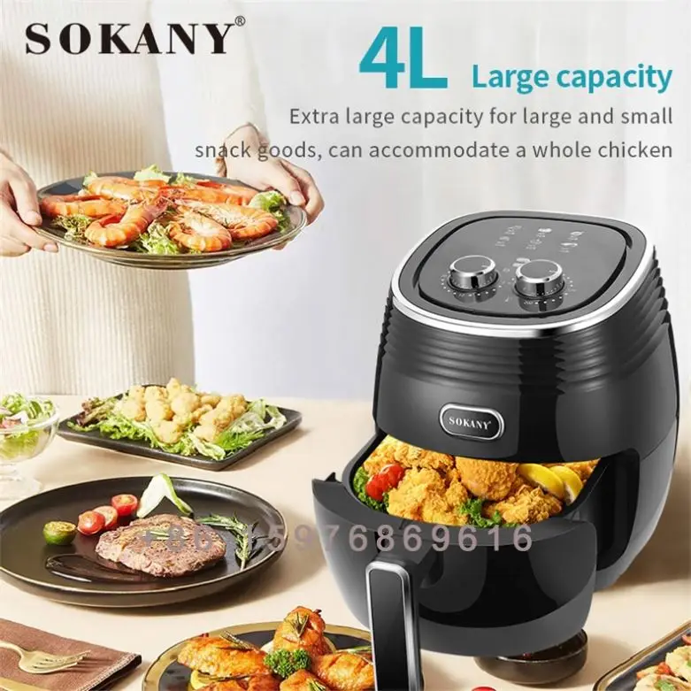 4L 1350W 220V Mti-function Air Fryer Oil free Health Fryer Cooker Smart Touch LCD Deep Pizza Fryer for French