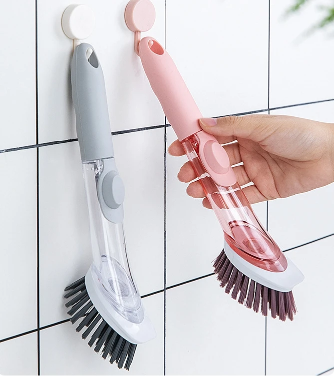 High Quality Clean Hydraulic Boiler Brush Kitchen Cleaning Brush 2 In 1 Silicone Handle Cleaning Brush With Sponge