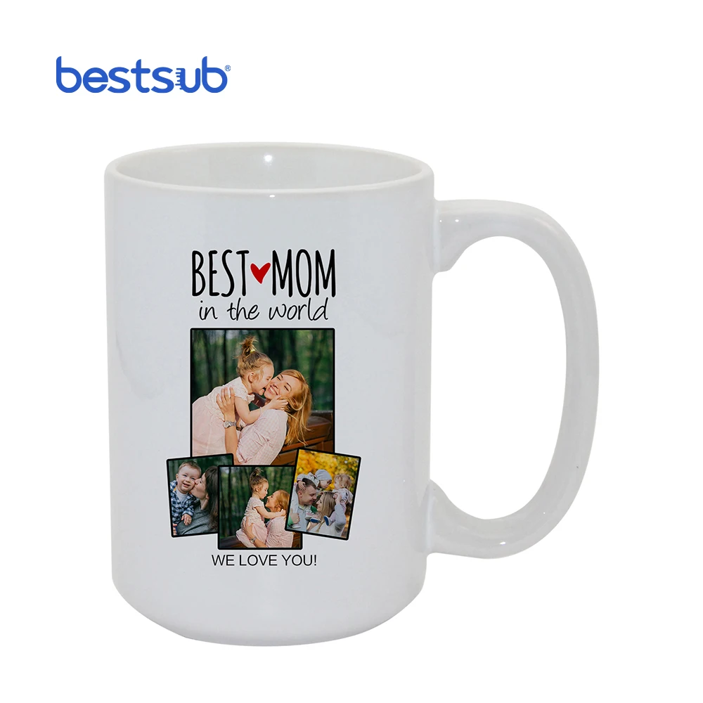 BestSub JS Coatings Sublimation Blanks Wholesale Supplier 15oz White Coated Porcelain Custom Sublimation Ceramic Coffee Mugs
