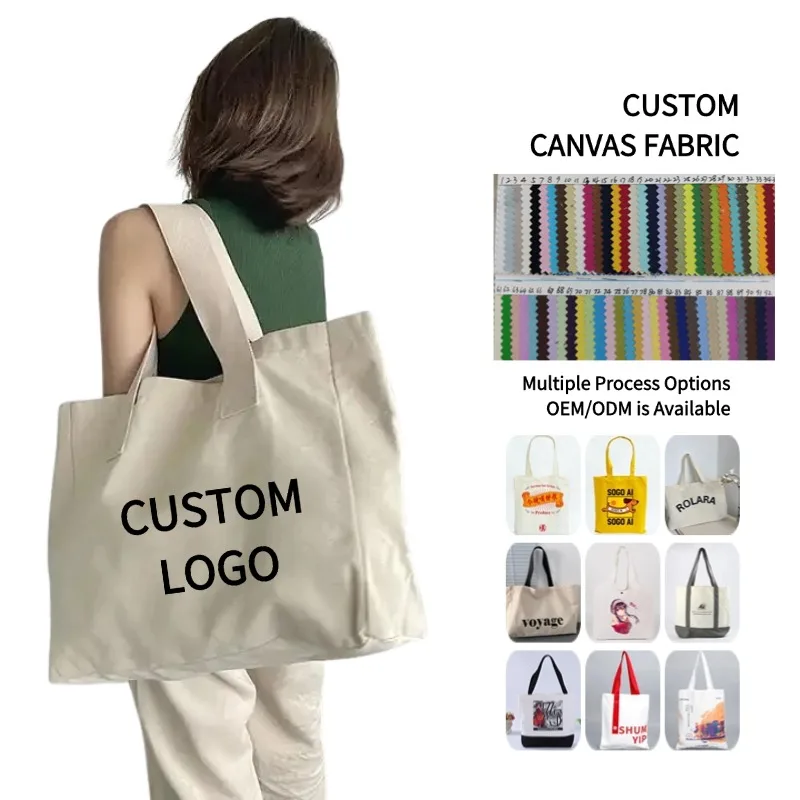 Custom Logo Eco-Friendly Cotton Canvas Tote Bag for Women Reusable 2024 Shopping Bags with Custom Printed Logo promotion