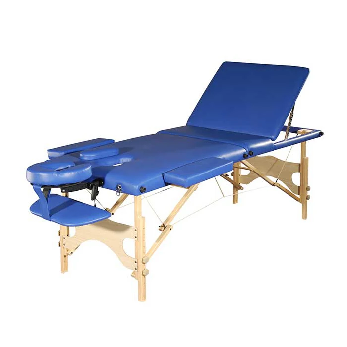 Manufacturer wholesale OEM Hard wood leg Height Adjustable massage table  Face Cradle Bed portable spa table wooden massage bed