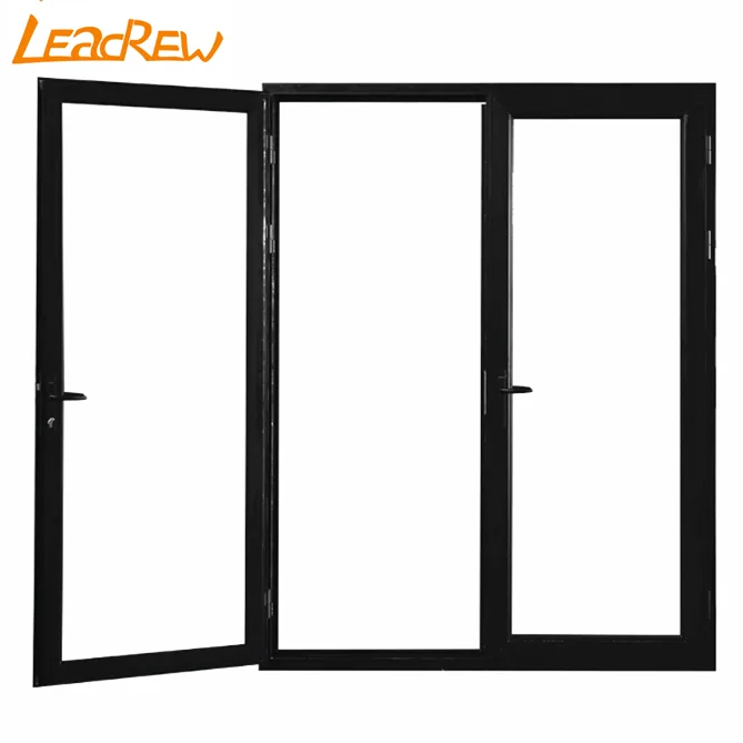 Tempered Glass Double Leaf Aluminum Swing Door Modern Aluminum Home Doors Casement Door