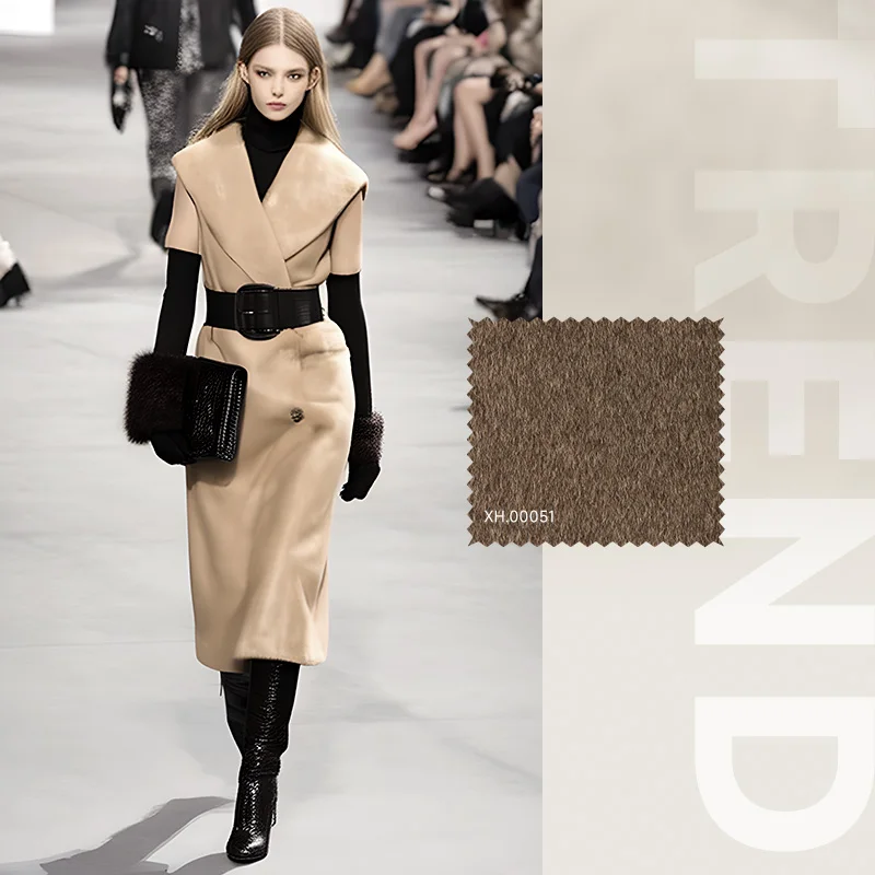 High Quality Spot Goods Double Face Wool Cashmere Fabric for Clothing 32%Camel Hair 30%Cashmere 38%Yak Hair