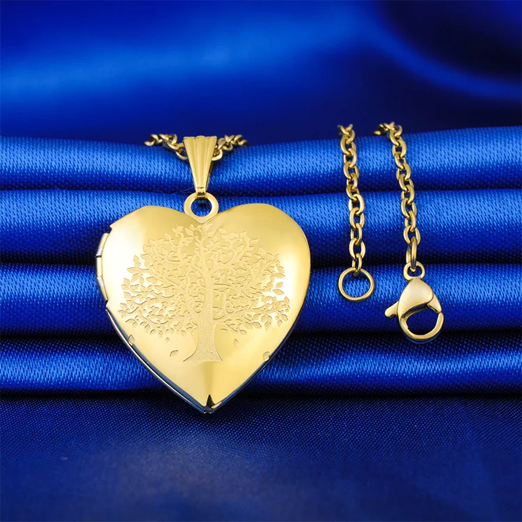 picture necklace pendant jewelry stainless steel tree of life photo locket