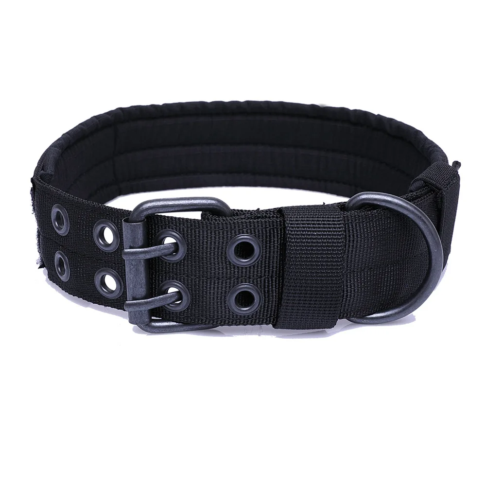 Five stop adjusting pin buckle tactical dog collar training nylon dog collar tactical dog vest