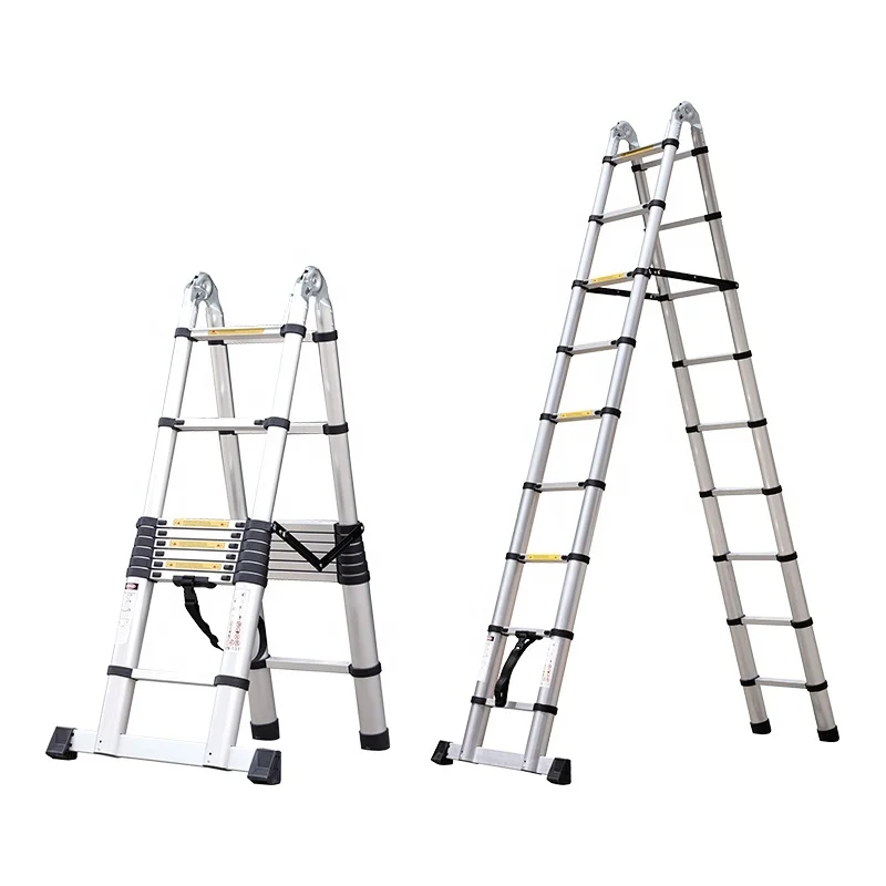 Hot Selling Double Sided Aluminum Folding Telescopic Ladder With Hinges