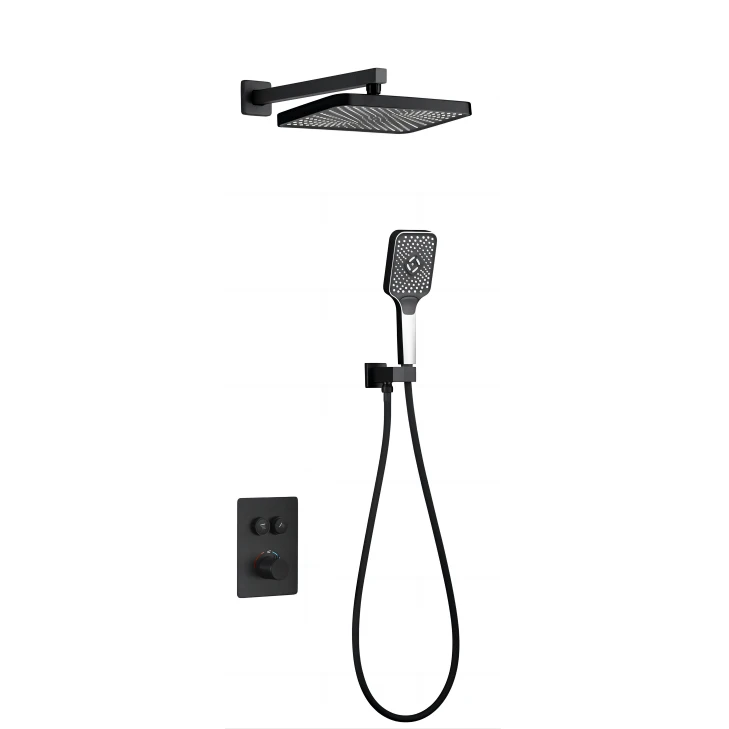 Vaguel Thermostatic Faucets Shower with Massage Brushed Golden Rain Bath Shower Set Rainfall Bathroom Shower Set