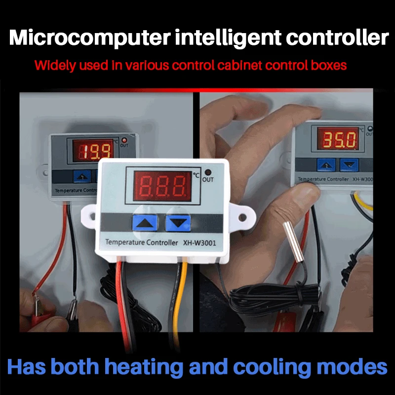 XH-W3002 микрокомпьютер цифровой регулятор температуры светодиодный термостат переключатель постоянного тока 12 В переменного 110 220