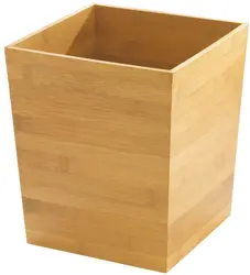 Square Wastebasket - Home or Office Bamboo Trash Can