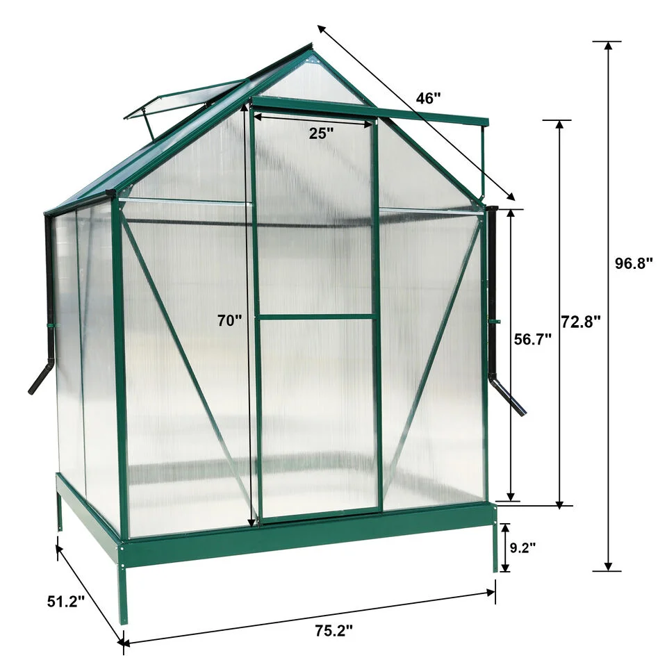 Xinxihang Polycarbonate Green House Walk in Aluminum PC Small Garden Greenhouses for Sale