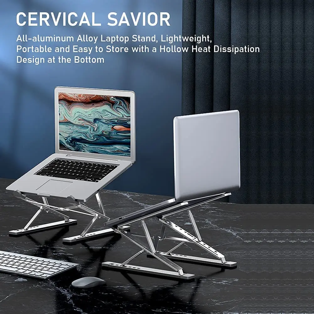 Widen Heavier Desk Notebook Holder Height Adjustable Double Layer Portable Folding Aluminium Laptop Stand