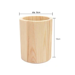 unfinished round desktop office organizer pot rustic wooden pen holder