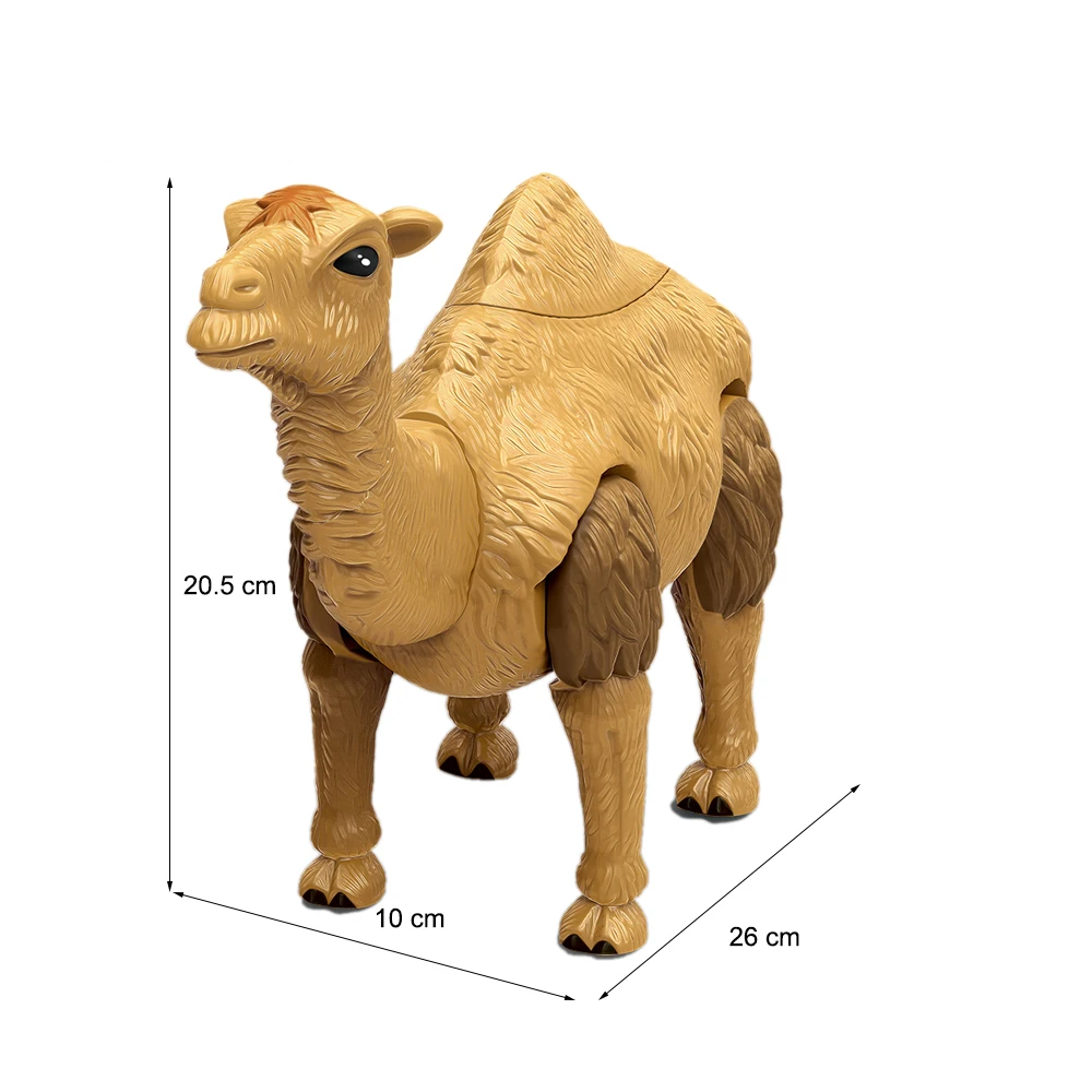 Battery operated plastic walking wild animal model electric toy camel with light and sound