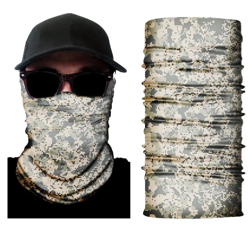 
2020 Spring Custom Logo 100% Polyester Camo Head scarf Printing Bandanas face shield For Women/Men 
