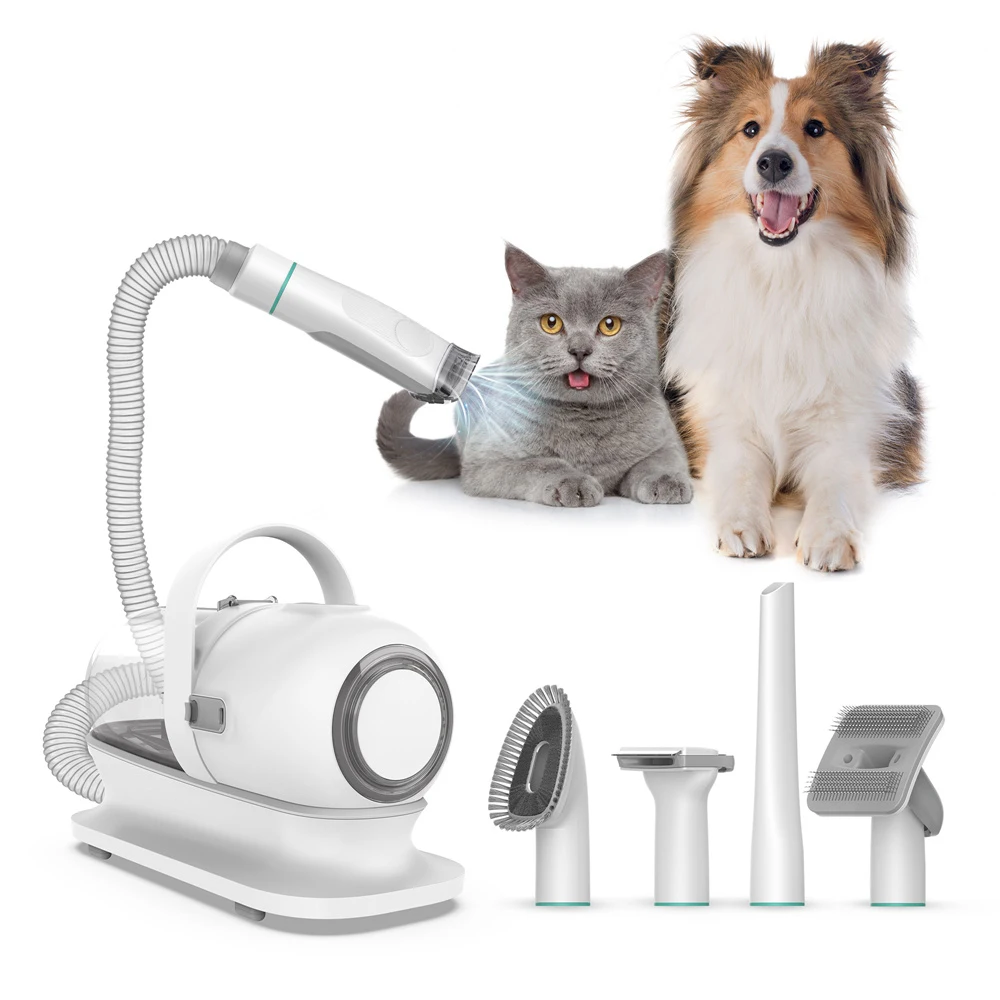 Pet hair Vacuum Suction Grooming Kit with 5 Professional Grooming Shedding Tools for Dogs Cats pet hair remover