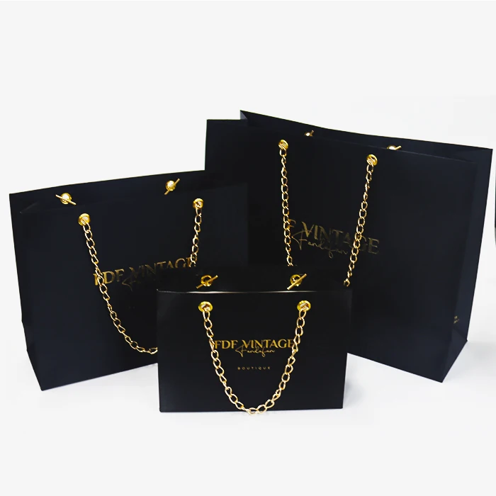 china wholesale paper bag  packaging custom hot sale black  disposable paper bag for sale