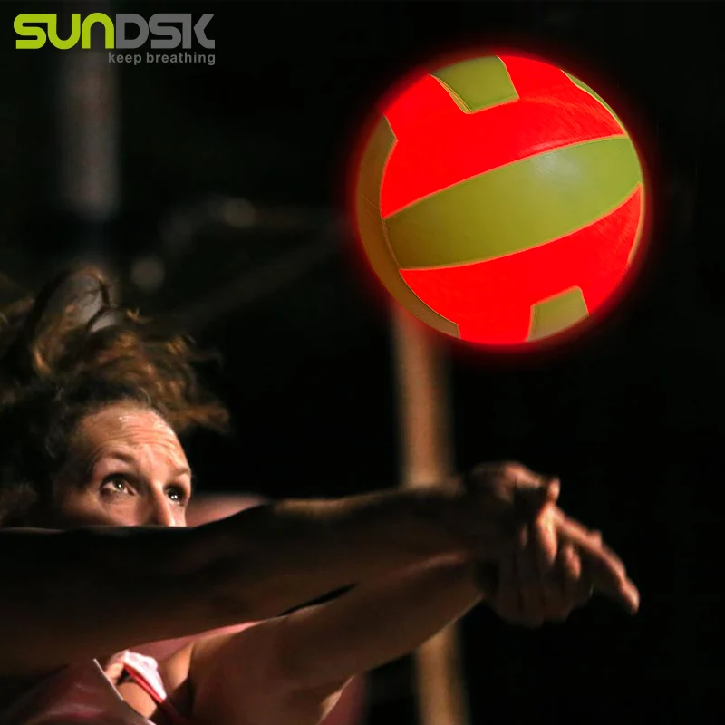 Light up Rubber Customized Logo Beach Volley Ball Volleyball Ball Led Glow in Dark Volleyball Playing Natural Rubber