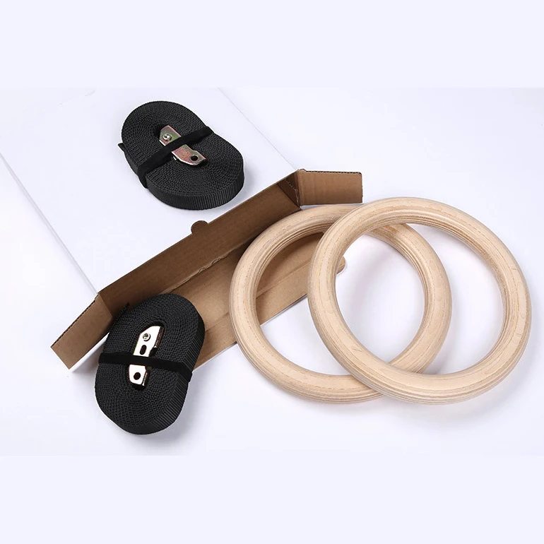 China Supplier Cheap Gym Fitness 32 Mm Wooden Swing Gymnastic Rings