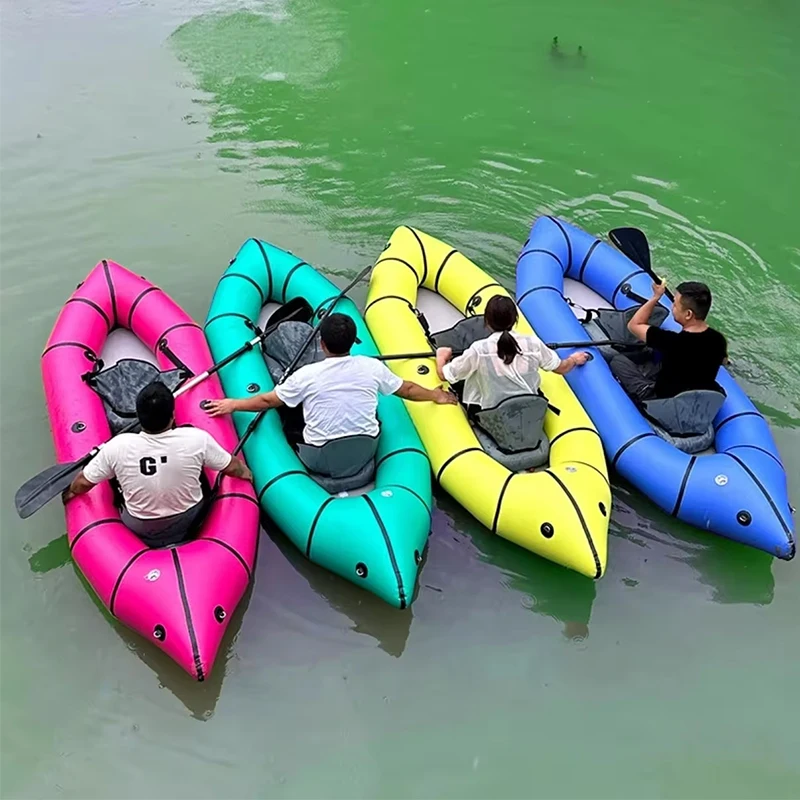 Заводское производство надувные Packraft Tpu легкие гребные лодки Маленькая рыбацкая лодка каяк