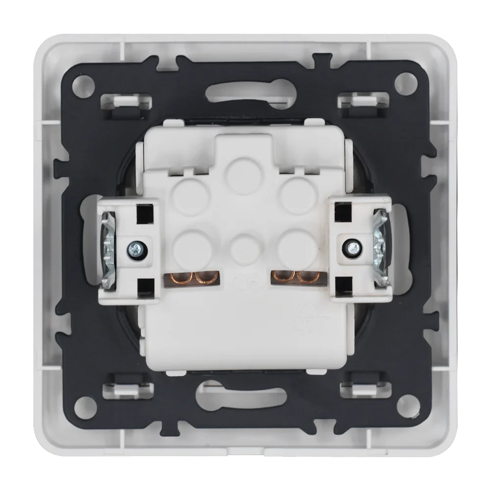 Smartdust European French 16A Plug Grounding Waterproof Tempered Crystal Glass Panel Outlet Schuko Wall Socket With Cover