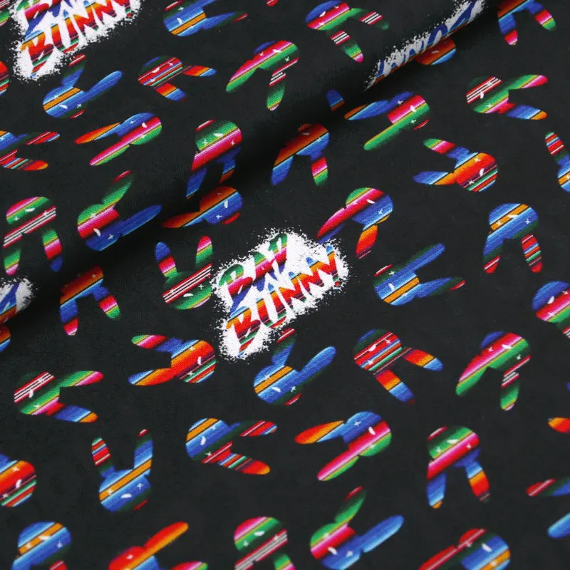 black color Twill bad bunny Prints Quilt Fabric Printed 100% Cotton fabric